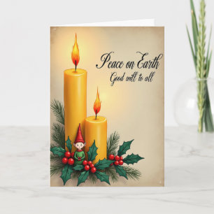 Golden Candle Glow Christmas Card
