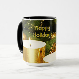 Golden Candles Christmas Holiday Mug