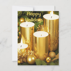 Golden Candles Christmas Holiday Postcard