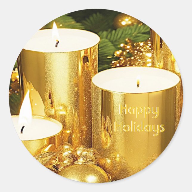 Golden Candles Christmas Holiday Sticker (Front)