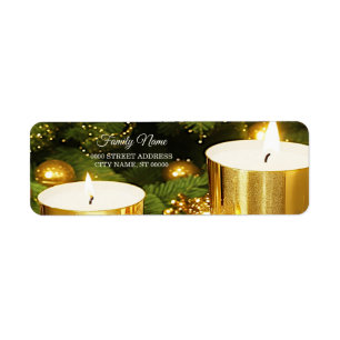 Golden Candles Christmas Return Address Label