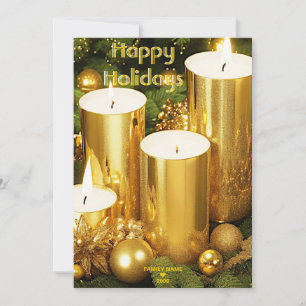 Golden Candles Holiday Christmas Card