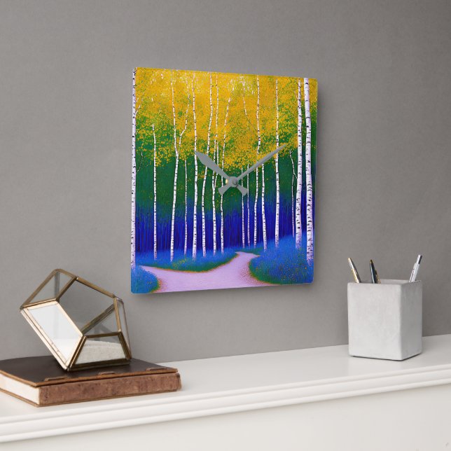 Golden Canopy – A Woodland Landscape       Square Wall Clock (Office)