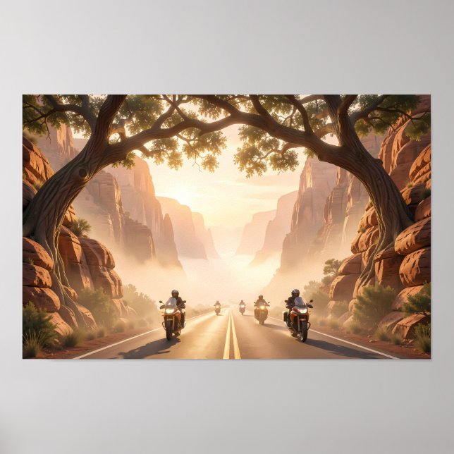 Golden Canyon Ride at First Light Poster (Front)