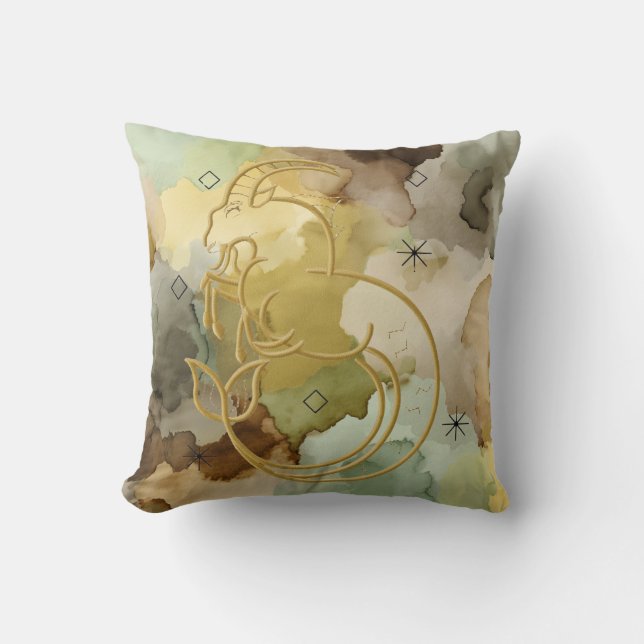 Golden Capricorn Cushion (Front)