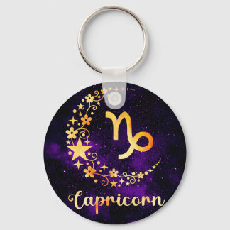 Golden Capricorn Zodiac Keyring