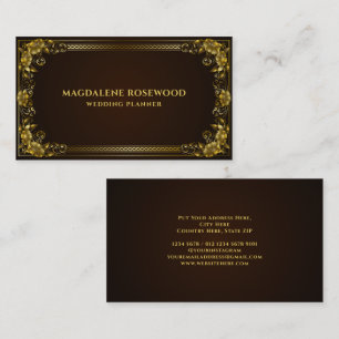 Golden Carved Regal Flowers Frame Business Card