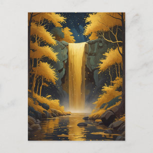 Golden Cascade in the Glimmering Wood Postcard