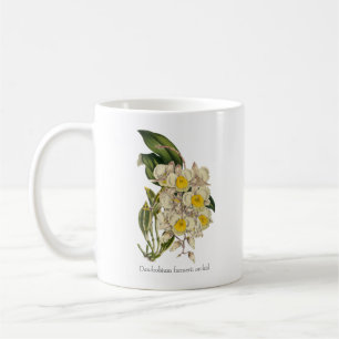 Golden Cascades: Dendrobium farmerii Orchid Mug