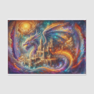 Golden Castle Dragon Decoupage Paper   Mystical