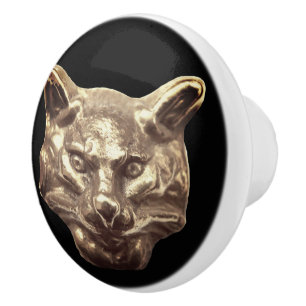 Golden Cat – goldene Katze – vergoldeter Kater Ceramic Knob