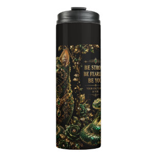 Golden Cat Green Eyes Elegant Art Thermal Tumbler