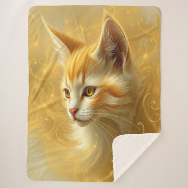 Golden cat  sherpa blanket (Front)