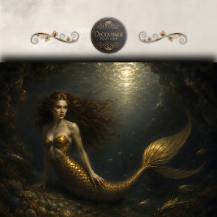 Golden Cavern Mermaid Decoupage Tissue Paper