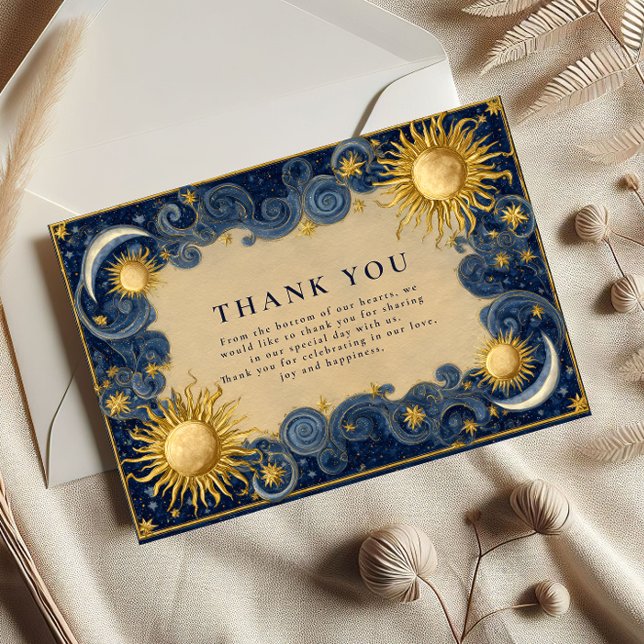 Golden Celestial Baroque Wedding Thank You Card (Creator Uploaded)