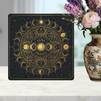 Golden Celestial Luna Phases Alchemical Harmony Tile