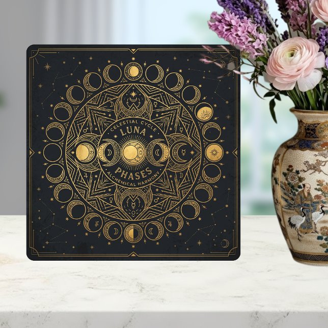 Golden Celestial Luna Phases Alchemical Harmony  Tile (Creator Uploaded)