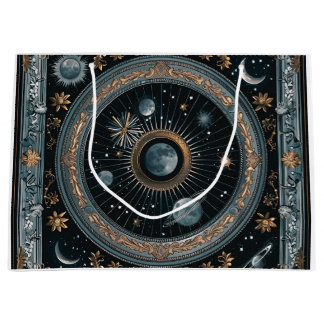 Golden Celestial Moon Orbit with Detailed Astral Large Gift Bag