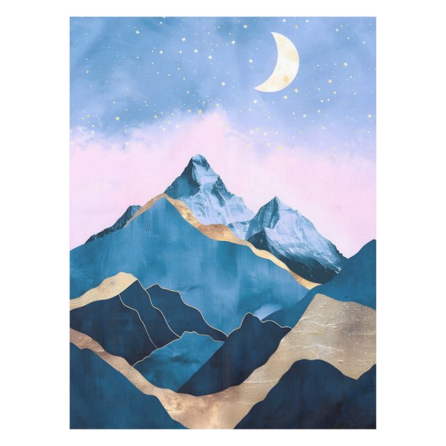 Golden Celestial Peaks Watercolor Tablecloth (Front)