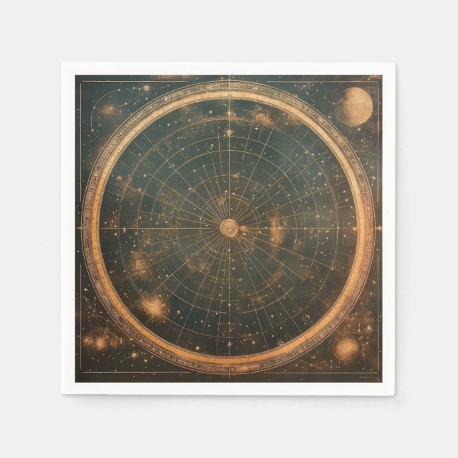 Golden Celestial Star Map (2) Napkin (Front)