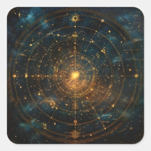 Golden Celestial Star Map (3) Square Sticker