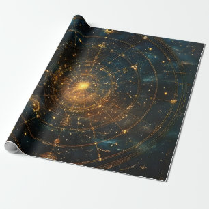 Golden Celestial Star Map (3) Wrapping Paper