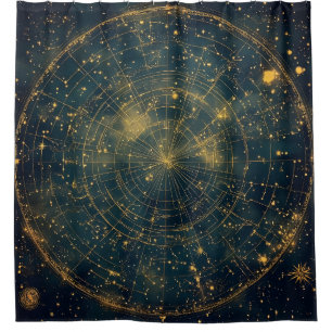Golden Celestial Star Map (4) Shower Curtain
