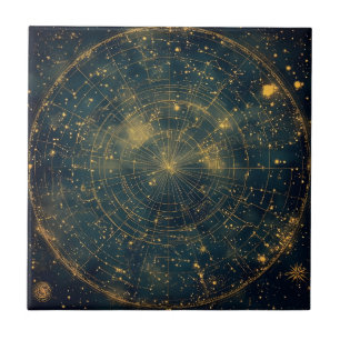 Golden Celestial Star Map (4) Tile