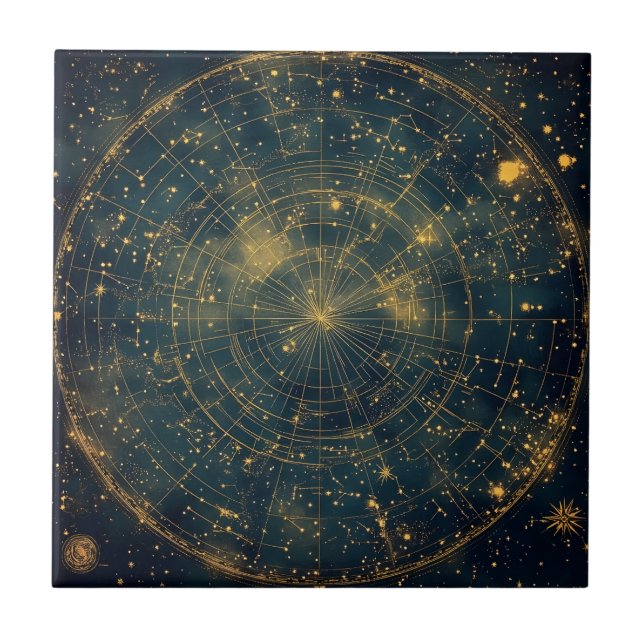 Golden Celestial Star Map (4) Tile (Front)