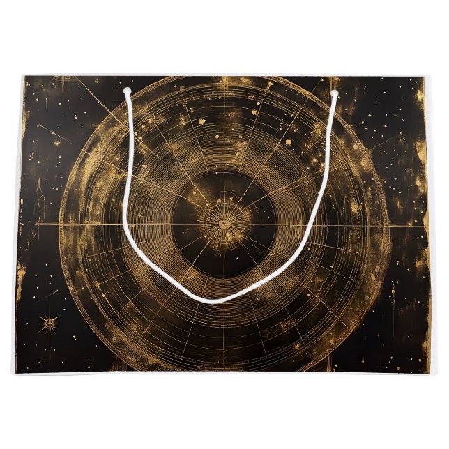Golden Celestial Star Map (5) Large Gift Bag (Front)