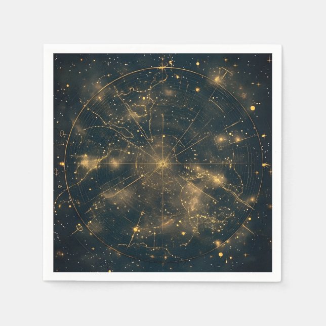 Golden Celestial Star Map (5) Napkin (Front)