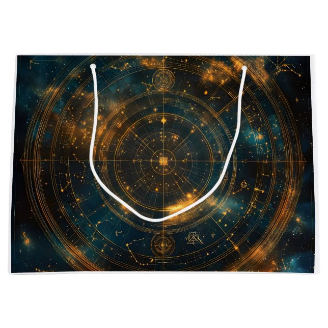 Golden Celestial Star Map Large Gift Bag (Front)