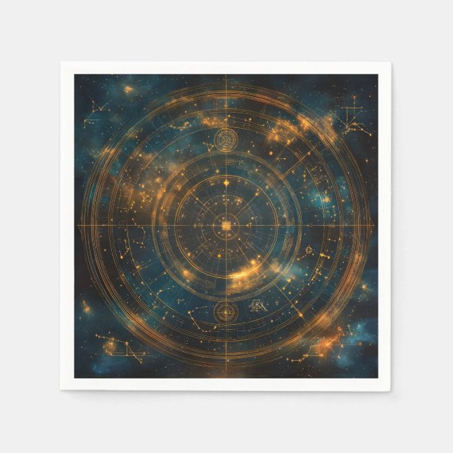 Golden Celestial Star Map Napkin (Front)