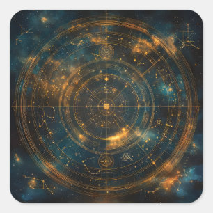 Golden Celestial Star Map Square Sticker
