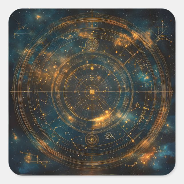 Golden Celestial Star Map Square Sticker (Front)