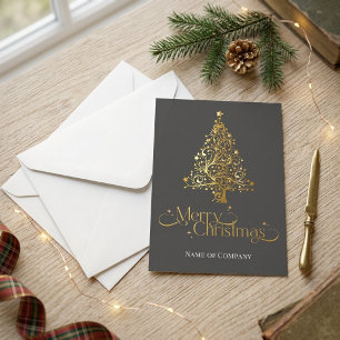 Golden Celestial Tree Elegant Corporate Holiday Card