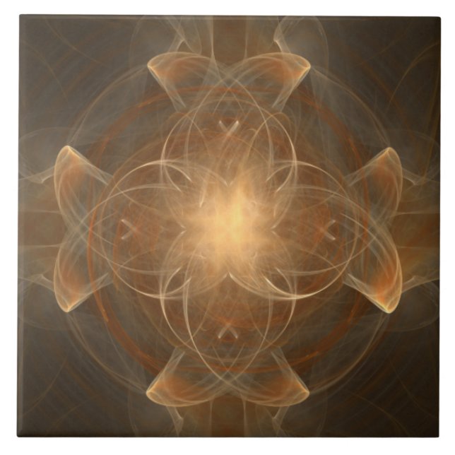 Golden Celitc Cross Pattern Ceramic Tile (Front)