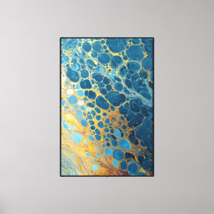 Golden Cells: Teal & Blue Abstract Wall Art