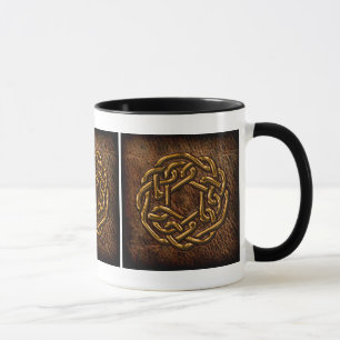 Golden celtic knot on leather mug