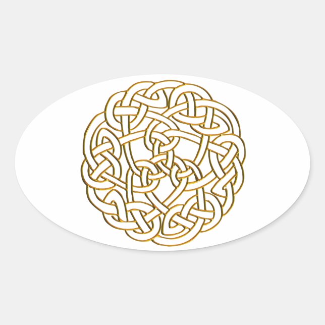 Golden Celtic Knot Oval Sticker (Front)