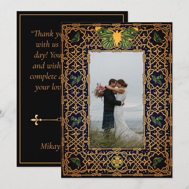 Golden Celtic Knot  Thank You Card (Front/Back)