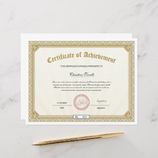 Golden Certificate of Achievement