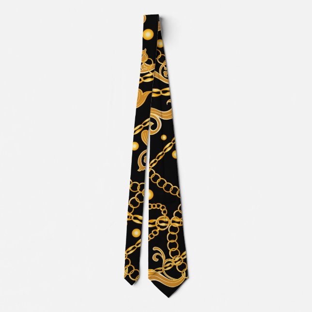 Golden Chain Classy Pattern Tie (Back)
