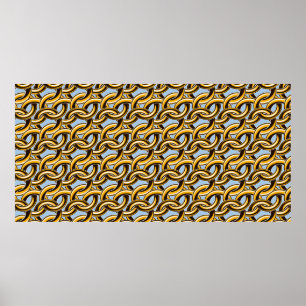 Golden chain links seamless pattern poster