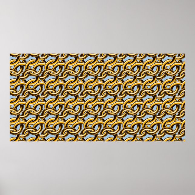 Golden chain links seamless pattern poster (Front)