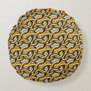 Golden chain links seamless pattern round cushion