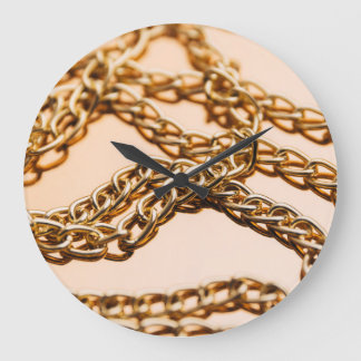 Golden Chains, Reflective Surface Luxury. Large Clock