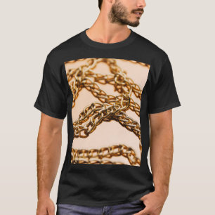 Golden Chains, Reflective Surface Luxury. T-Shirt