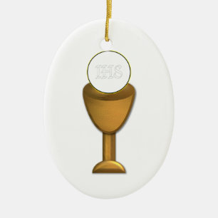 Golden Chalice and Host - Holy Communion Ceramic Tree Decoration