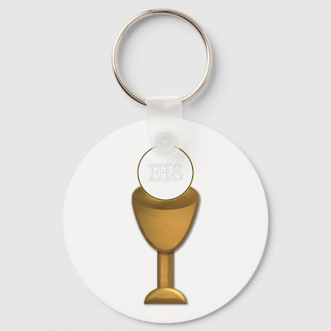 Golden Chalice and Host - Holy Communion Key Ring (Front)